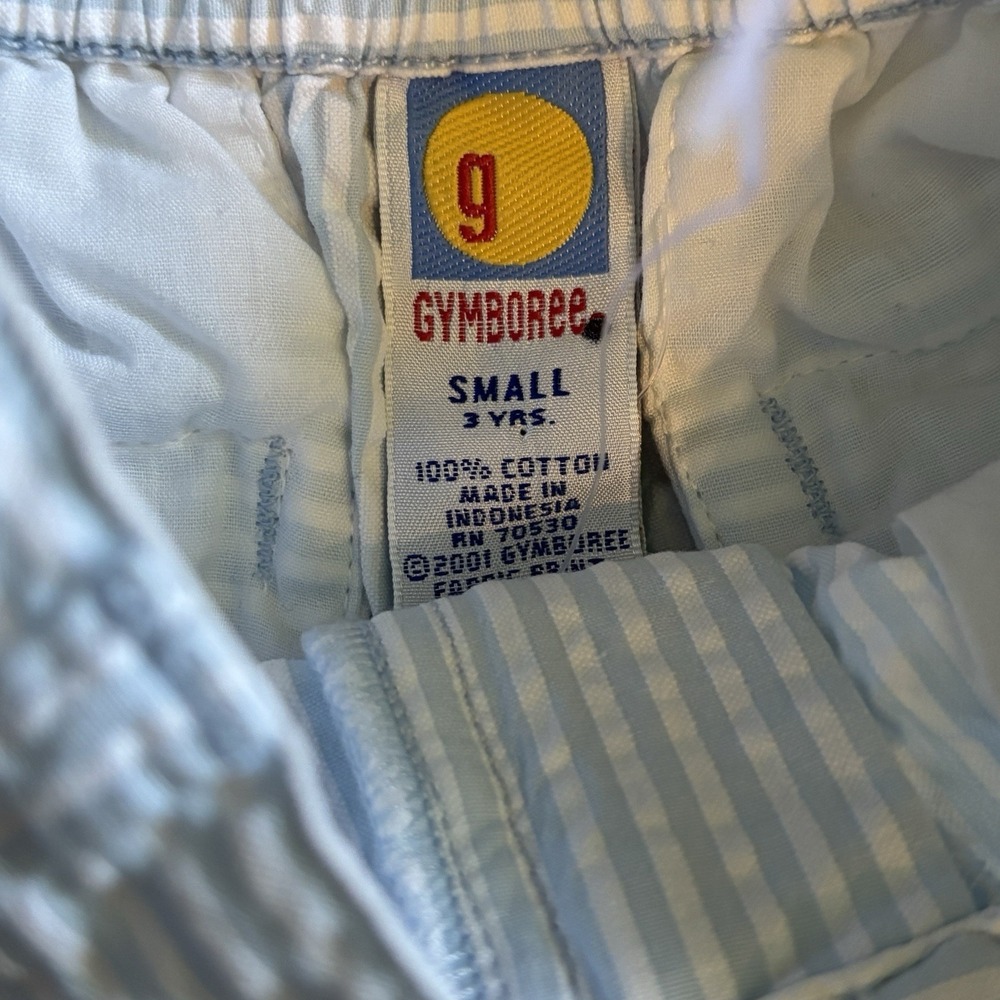 Vintage Gymboree Boys Shorts‎ 100% Cotton Seersucker Blue Stripe 2T New - Picture 4 of 4